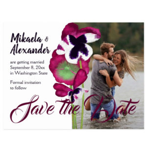 magenta-pansies-photo-wedding-save-the-date-card