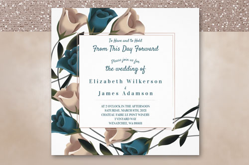 teal green summer wedding botanical invitations