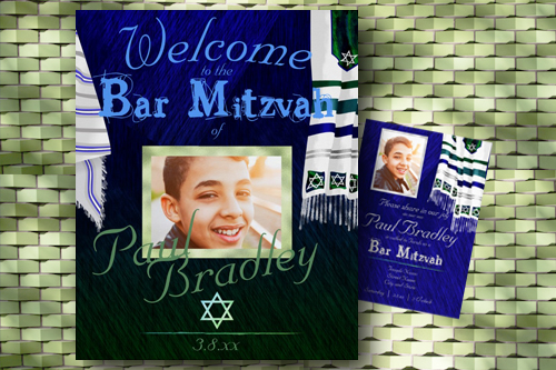 modern-blue-tallit-prayer-shawl-bar-mitzvah-welcome-sign-poster-sage-green-teal-royal blue