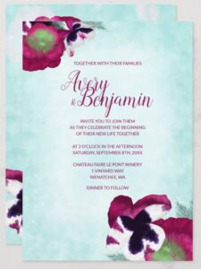 magenta-turquoise-bat-mitzvah-floral-invitations