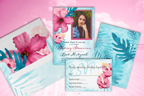 pink-hibiscus-bat-mitzvah-invitations