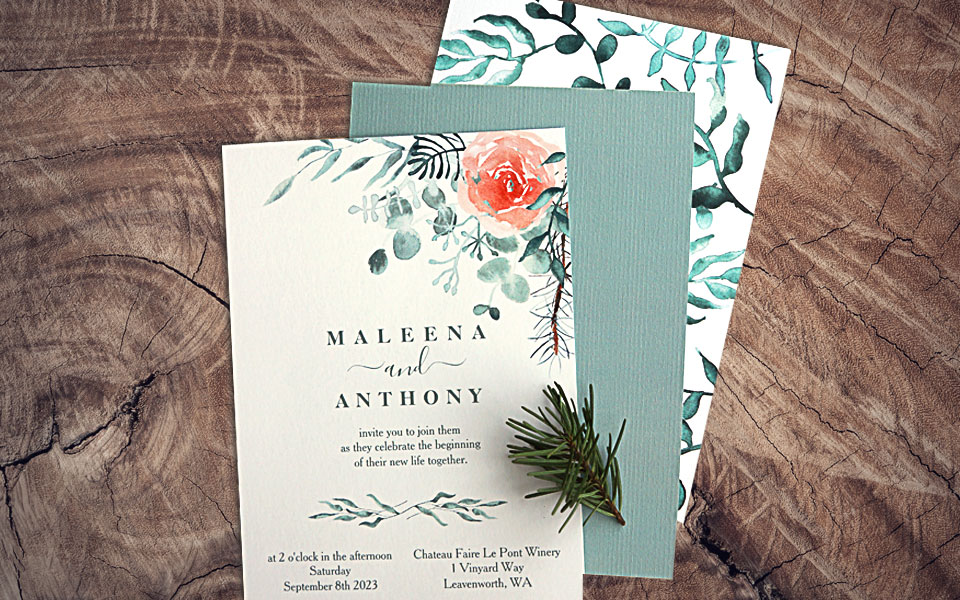 elegant winter roses invitations