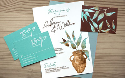 Watercolor Potted Plants Wedding Invitations