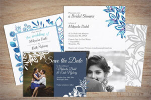 blue scandinavian wedding invitations