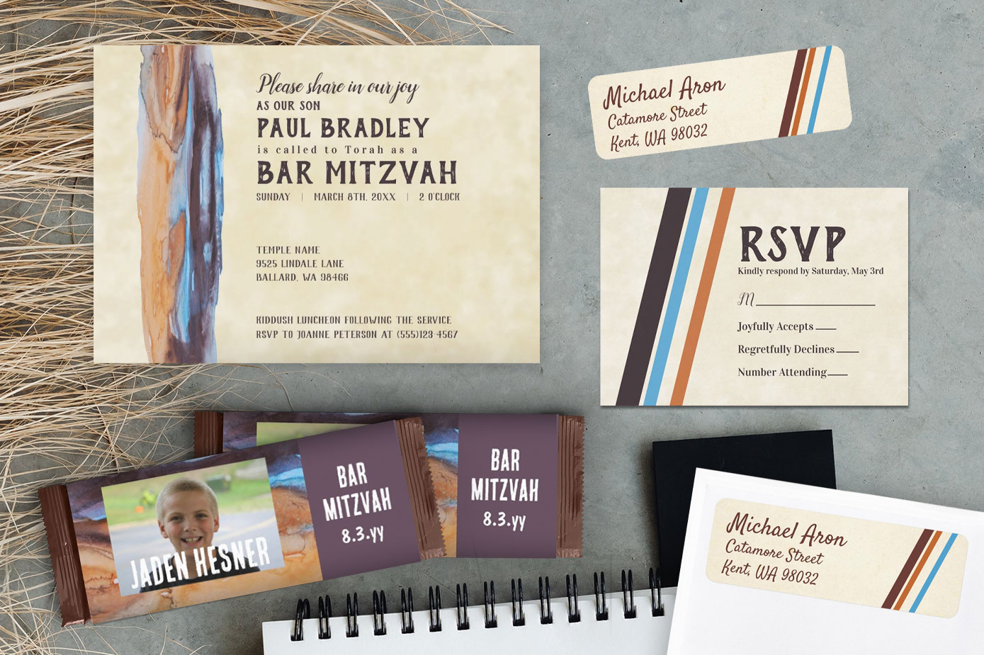 brown bar mitzvah invitations collection