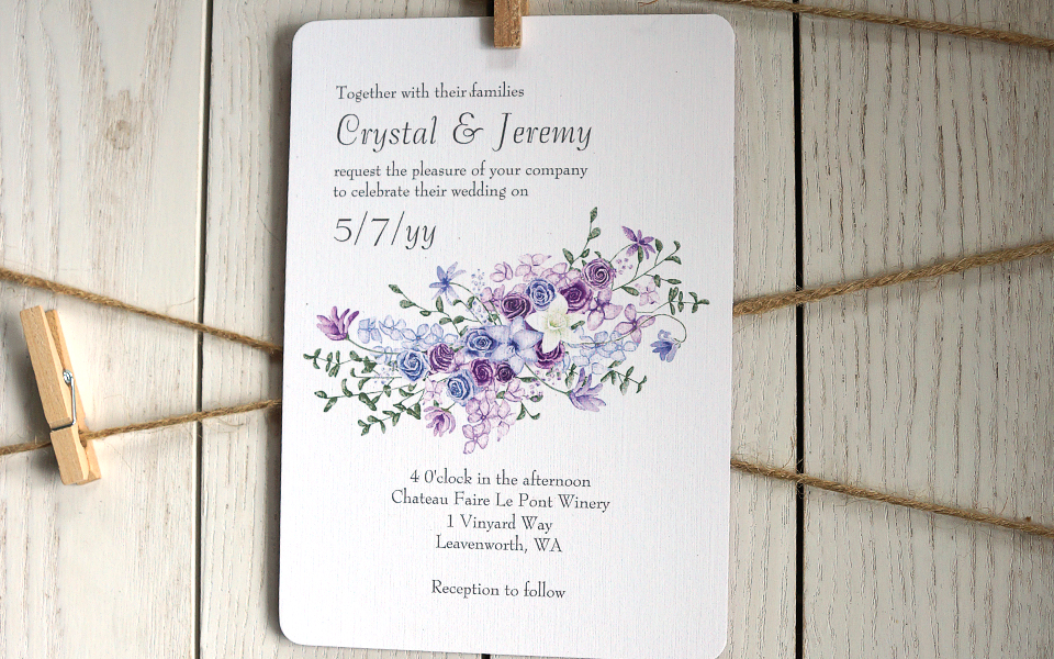 lavender and dusty blue wedding invitations