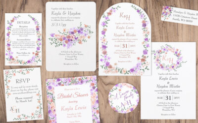 Lilac and Peach Wedding Invitations